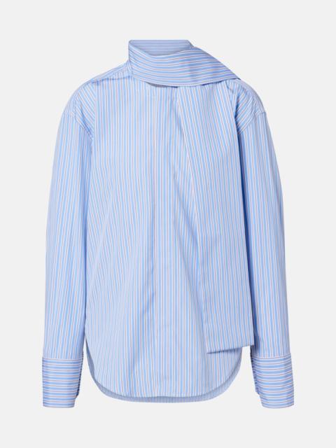 Scarf-detail striped cotton shirt