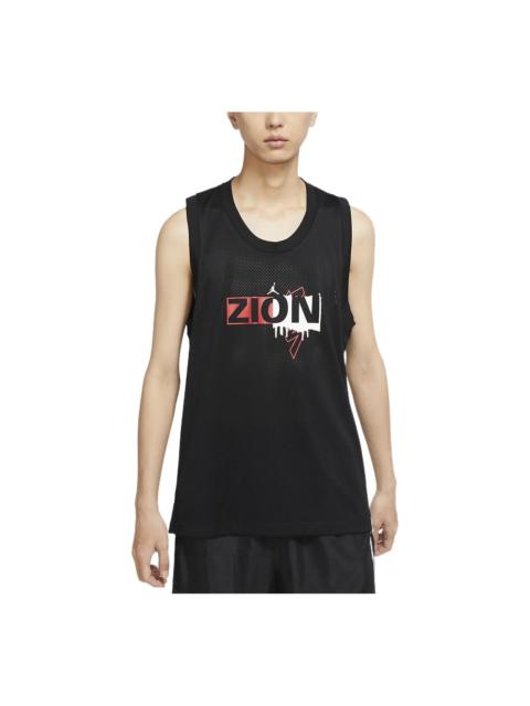 Men's Air Jordan Alphabet Printing Round Neck Pullover Straight Camisole Black Vest DX6583-010