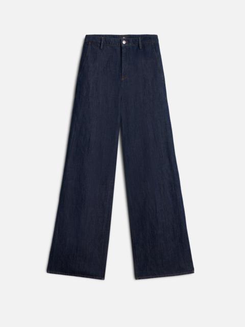 WIDE TROUSER in Indigo Linen Blossom