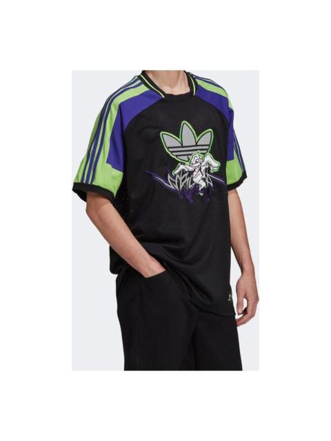 adidas originals x SANKUANZ Crossover Mesh Breathable Printing Short Sleeve Black FT8051