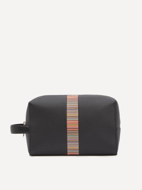 Signature Stripe Leather Wash Bag