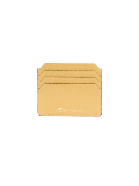Yellow tumbled leather credit card holder