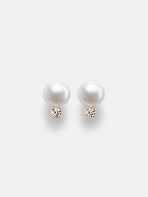 18kt yellow gold earrings with akoya pearls and diamonds