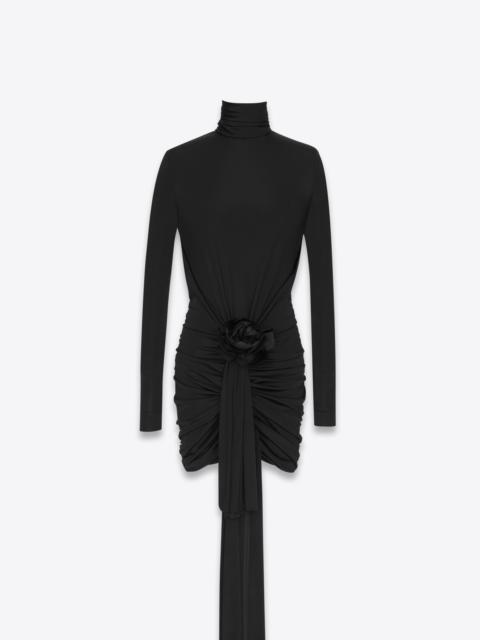 draped dress in shiny jersey