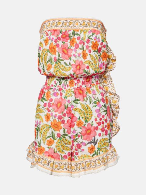 Banana Flowers ruffled cotton minidress