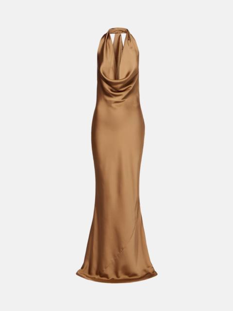 Halterneck satin gown