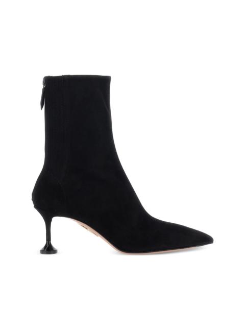 pointed toe zip suede boots