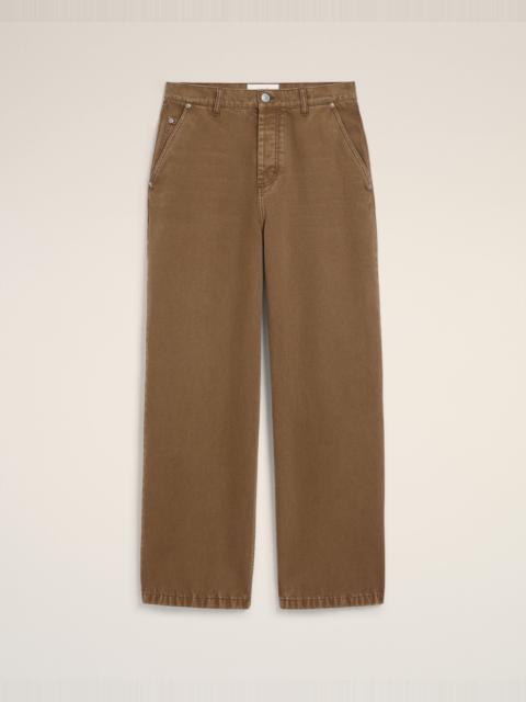 BROWN COTTON LARGE FIT JEANS