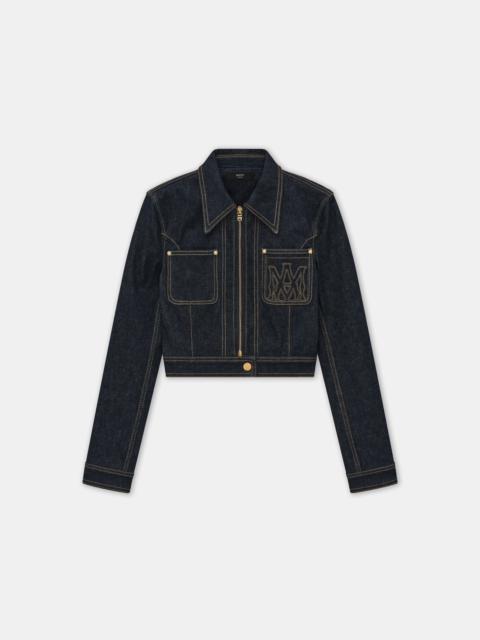 WOMEN'S ZIP UP CROPPED DENIM JACKET