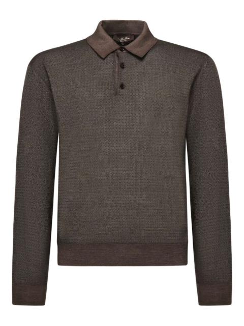 long-sleeve textured polo shirt