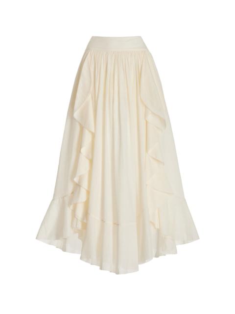 Acacia Ruffled Cotton Maxi Skirt ivory