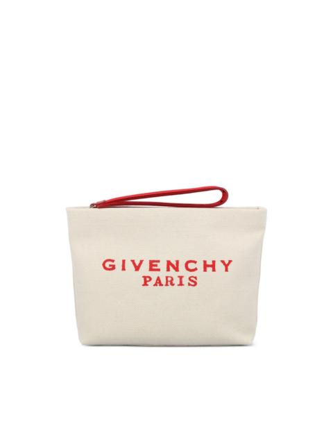 logo-print clutch bag