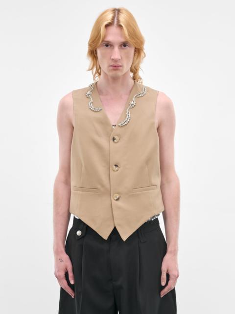 Beige Wool Tailored Bead Waistcoat