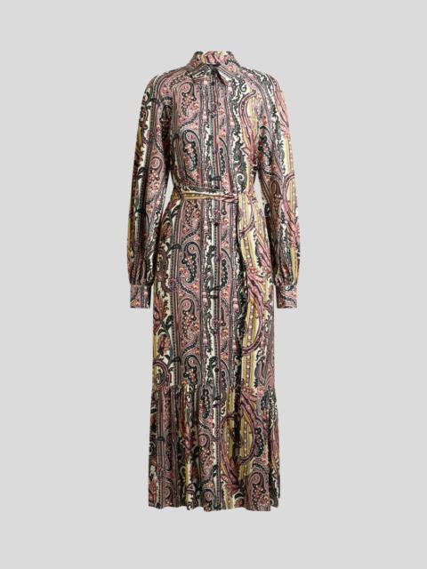 LONG SHIRT DRESS WITH LEAFY PAISLEY MOTIF
