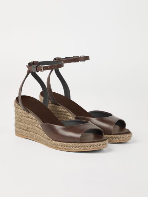 Cowhide espadrille wedges with monili