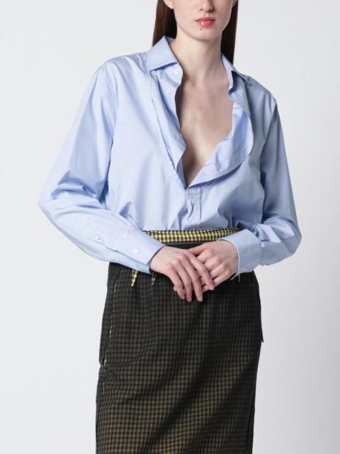 Light blue blouse with folded collar