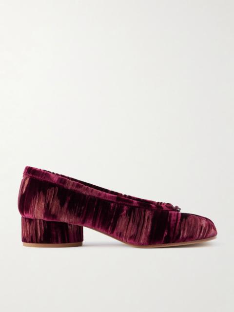 Tabi Ballerina split-toe distressed velvet pumps Pink