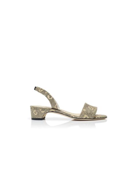 Lizard Print Calf Leather Slingback Sandals