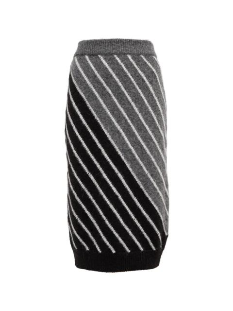 Alpaca wool-blend striped midi skirt