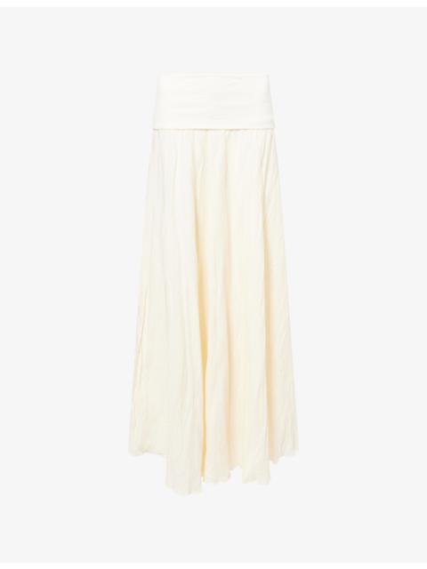 Light And Sound High-Waist Linen-Blend Maxi Skirt