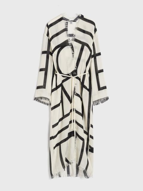 Monogram wrap dress ecru/black