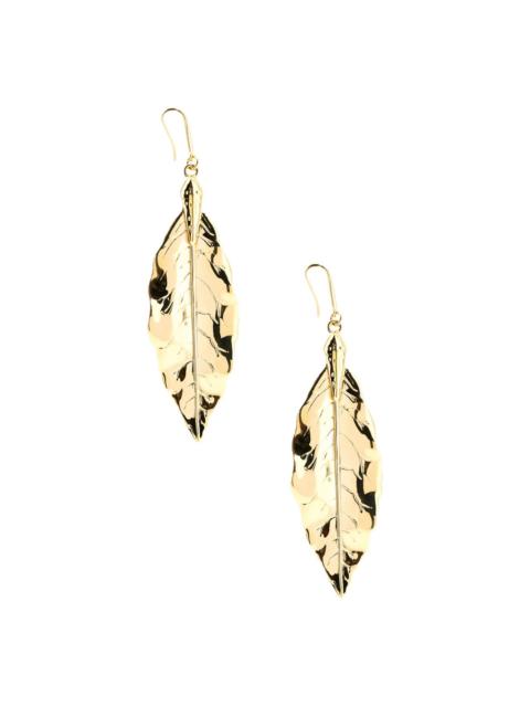 leaf-shaped brass earrings