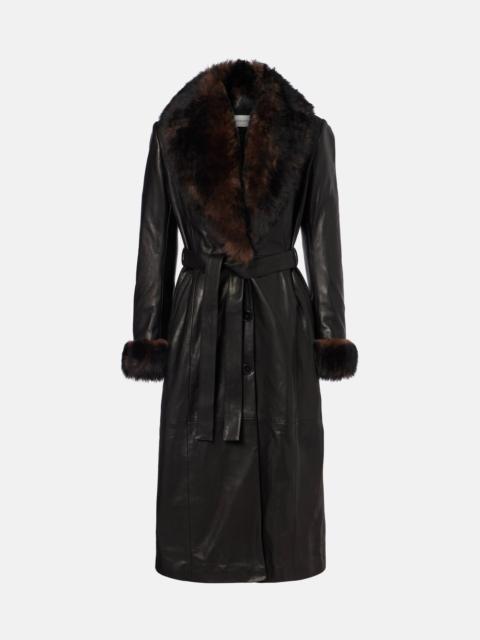 Baez shearling-trimmed leather coat