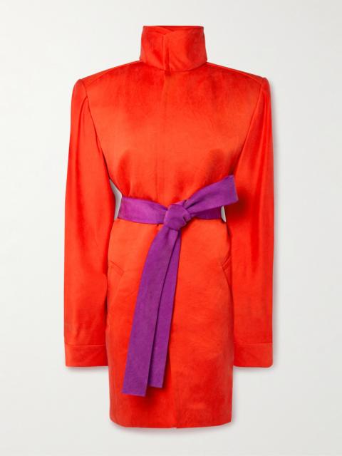 Belted Silk-crepe Coat