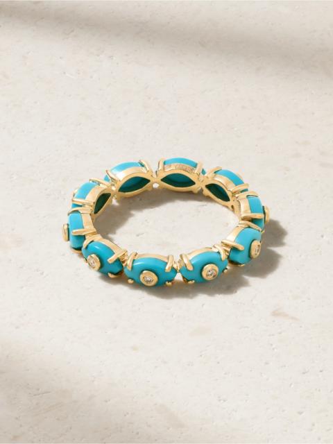 Eternity 14-karat Gold, Turquoise And Diamond Ring