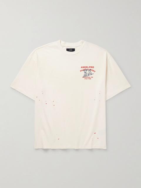 Bull Oversized Printed Distressed Cotton-Jersey T-Shirt Ivory