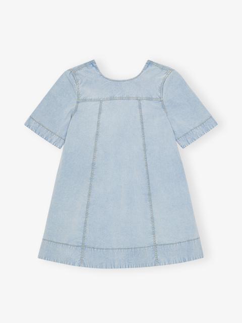 LIGHT BLUE A-LINE MINI DENIM DRESS
