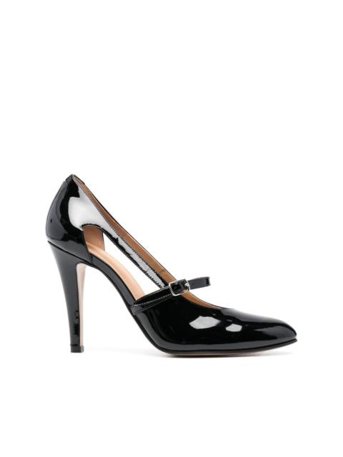 100mm cutout patent leather pumps