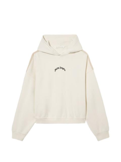 curved logo loose crop hoodie