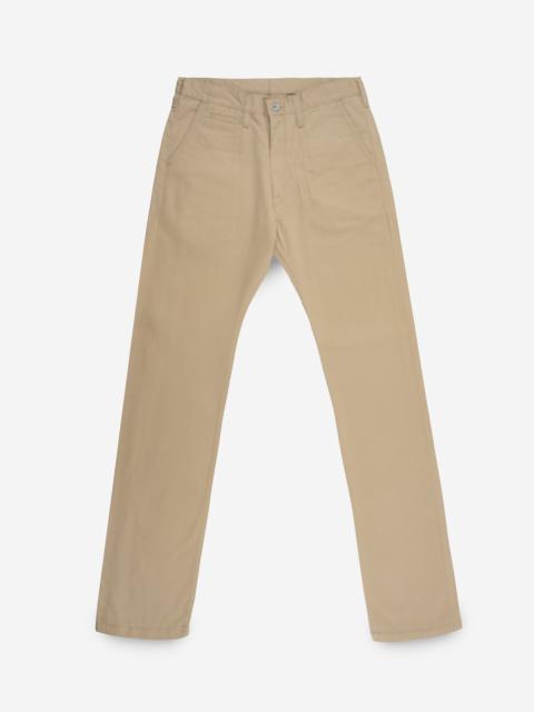 IH-727-KHA 9OZ MERCERISED SELVEDGE COTTON RELAXED TAPERED CUT CHINOS - KHAKI