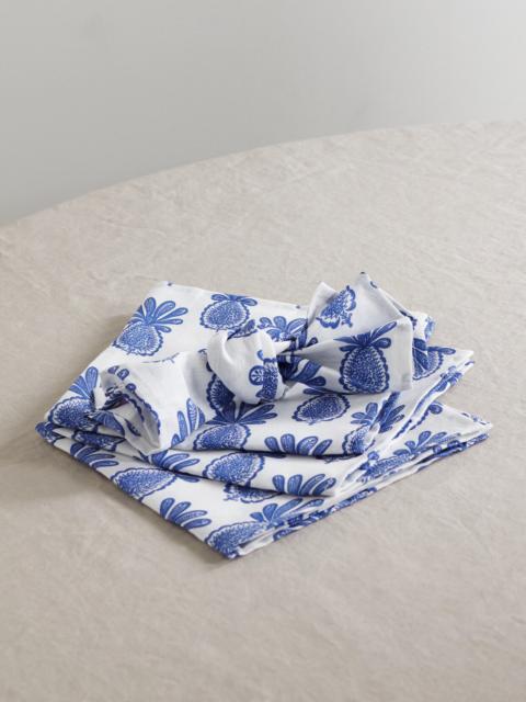 Set Of Six Printed Linen Napkins