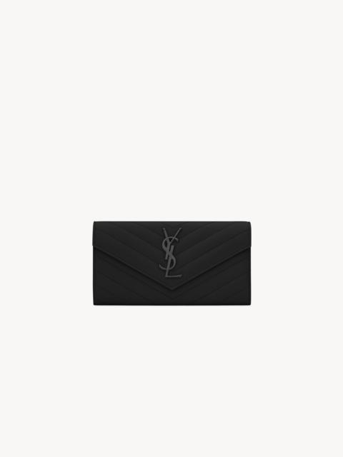 CASSANDRE MATELASSÉ LARGE FLAP WALLET IN GRAIN DE POUDRE LEATHER