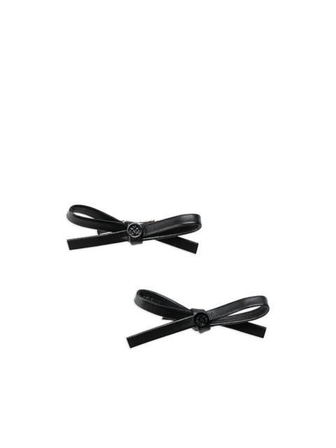 Emma bow-embellishment leather hair clip (set of two)