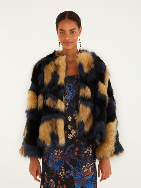 Multicolor Fur Coat