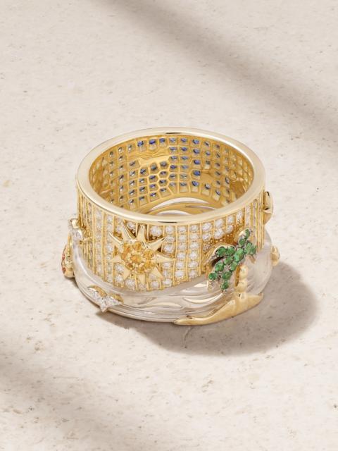 24 Heures 9-karat Yellow And White Gold Gold Multi-stone Ring