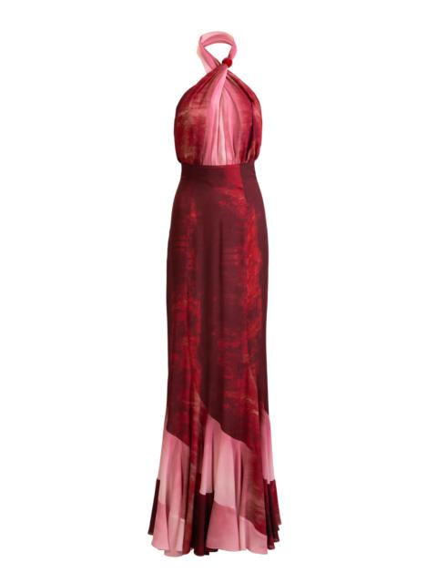 Raisa Georgette Halter Maxi Dress red