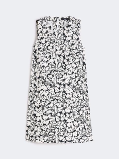 Printed cotton basketweave A-line dress - BLACK