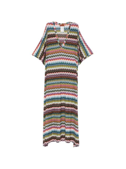 V-neck chevron maxi dress
