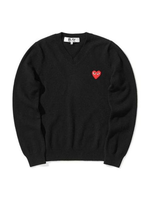 (WMNS) COMME des GARCONS PLAY V-Neck Pullover Red Emblem 'Black' AZ-N001-051-1
