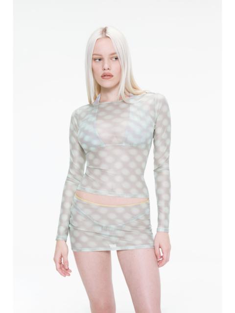 AMELIA TOP - MINT BLURRED DOT