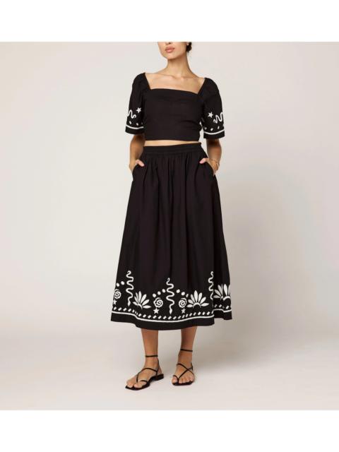 ASHLEEN MIDI SKIRT | BLACK/IVORY