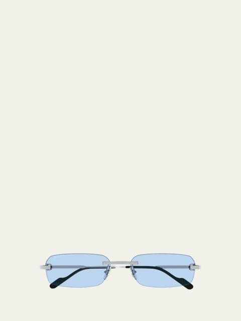 Men's Rimless Rectangle Metal Sunglasses