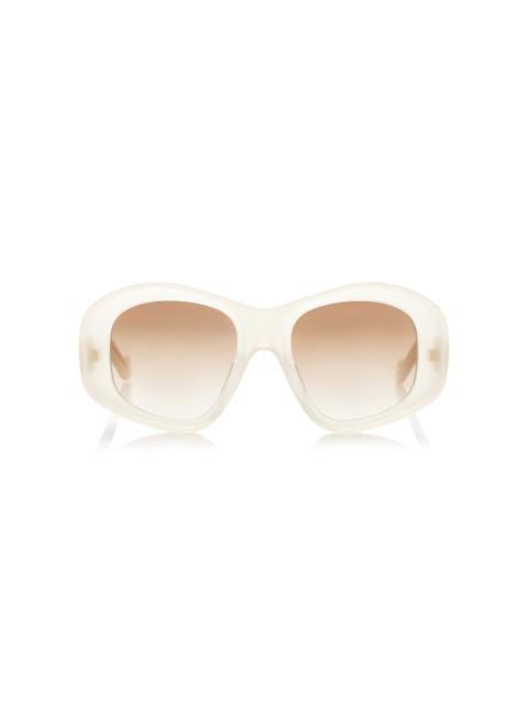 Beveled Pentagon Acetate Sunglasses ivory