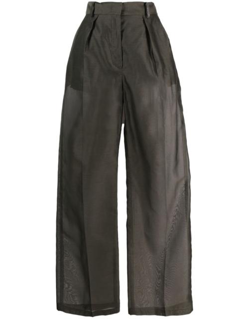 transparent-leg loose-fit trousers
