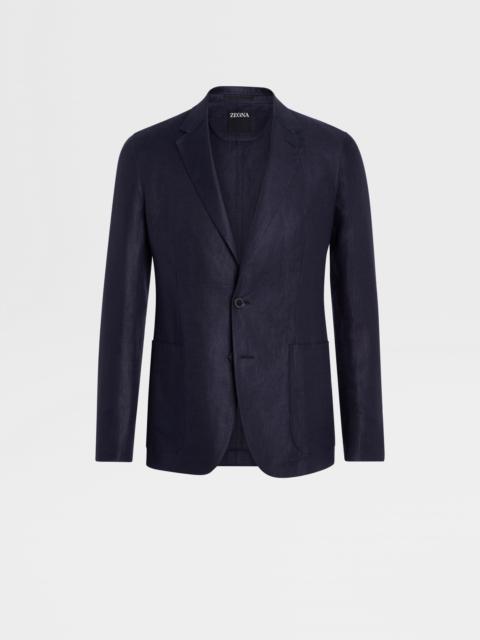 DARK BLUE PURE LINEN SHIRT JACKET