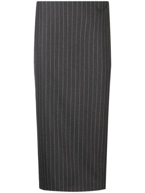 mid-length pinstripe skirt
